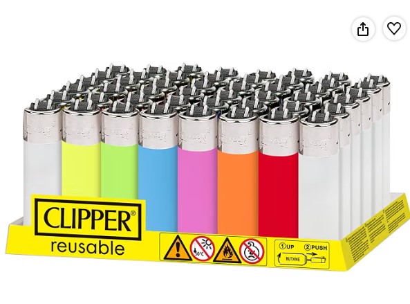 Clipper - Juego de 48 Mecheros Reusables en Colores Variados Translúcidos