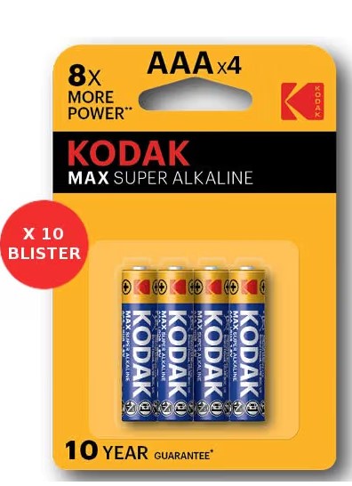 Kodak Pila alcalina Max LR03 BL4 AAA, paquete de 10 blísters